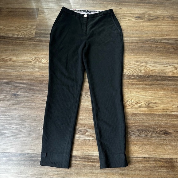 Ted Baker London Pants - Ted Baker London Nadaet Bow Detail Textured Trousers Black Sz 2/4 Tapered Office